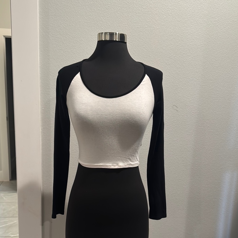 Express Fitted Black and White Bodysuit